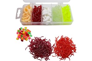 INNAL 375 Piezas Señuelo Suave Señuelos de Pesca Suaves Gusanos de Cebo Artificial Señuelo de Pesca Suave Shad Gusano Artificial para Pesca