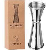 Jettory Jigger Japanese 2 &amp; 1 Ounce Measuring Jigger with Inner Measurements, 304 Stainless Steel Cocktail Bar Waiters