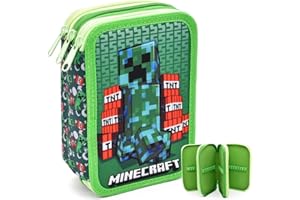 YCVBCY Minnecraft Astuccio per matite Astuccio scolastico 3 Zip Astucci 3 Scomparti Bambina Grande Capacità Portamatite Forniture di Cancelleria per Ufficio Scuola