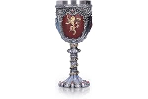 GAEIRT 7,1 X 2,8 in Kielich Lwa ze Stali Nierdzewnej, 11,1 oz Żywica 3D Kielich Wina Puchar Kielichowy Średniowieczny Kielich do Wina Kubek do Picia Idealny Gotycki Nowość Na