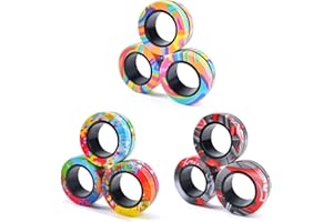 EDLMKM 9 Pieces Magnetic Rings Fidget Toy, Magnet Finger Spinner, Magnets Fidget Toy Stress Relief, Finger Spinner Fidgets Magnetic Toys, Fidgets Spinners for Kids Teen Stress Relief