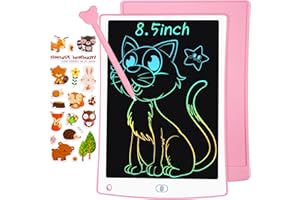 Larkumio Tavoletta Grafica Bambini LCD con Display Colorato 8,5 Pollici, Tavoletta Scrittura da Disegno Cancellabile per Bambina 3 4 5 6 7 Anni, Rosa