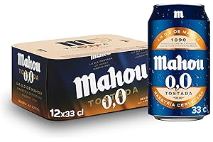Mahou 0,0 Tostada, Pack de 12 Latas x 33 cl, Cerveza Lager Refrescante, Ligera y Suave, Sabor Auténtico, Cerveza 0.0% Vol Alcohol