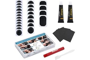 Maifede Fahrrad Reifen Flickzeug Reparaturset-Schlauch Reparaturset,mit 24 Vulkanisiert Flicken,Tragbarer Aufbewahrungsbox,Schleifpapier und Buntstifte-für Radfahrer,BMX und Aufblasbaren Gummi