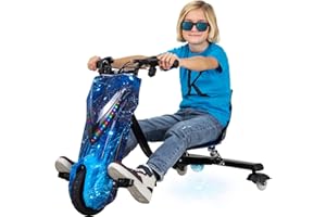 ‎ACTIONBIKES MOTORS Actionbikes Motors Kinder Elektro Driftscooter | 𝟐𝟓𝟎 Watt Motor - Drift Cart 360°- 3 Geschwindigkeitsstufen - LED-Beleuchtung - Sitz verstellbar - Bluetooth - Drift Kart - Drift Auto (Space Blue)