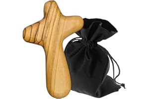 Lunexus Cruz de consolación, 10 cm, cruz de la vida, cruz de mano, bendecida y consagrada, madera de olivo de Belén, cruz de oración para curación, consuelo, peregrinos, comunión, confirmación,