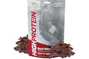 HUNTERS BILTONG High Protein – Hot ‘n’ Spicy Biltong, 600g Pack of 12 x 50g High Protein, low fat, Thin Tender Slices of authentic Beef Biltong, beef Jerky, Gluten & MSG Free, Convenient Snack