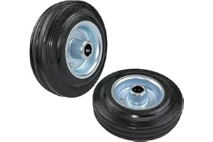 AERZETIX - C58897 - Set di 2 ruote per carrello Ø125mm con cuscinetto a rullini - capacità di carico 100 kg - colore ruota: nero in gomma - cerchio in acciaio