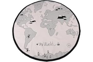 BIITFUU 135cm Baby Round Carpet World Map Crawling Playing Mat Pad Rug Toddler Cushion Crawling Blanket for Kids