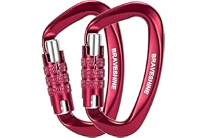 ‎BRAVESHINE BRAVESHINE Karabiner Karabinerhaken, 12KN Twist Lock Karabiner 80mm Aluminium Karabinerhaken groß mit Belastbarkeit bis 1200KG für Hängematte Sonnensegel Schaukel, 2 Stück