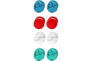 4 Pairs 8MM Unisex Marble Stone Screw Stud Earrings Set,Cupimatch Ear Piercing Plugs Faux Gauges Illusion Tunnel Earrings