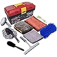 LUCKLYJONE Snow Eagle-L 10Pcs Car Cleaning Tools Kit, Car Wash Tools Kit for Detailing Interiors Premium Microfiber Cleaning Cloth - Car Wash Sponges - Tire Brush - Window Water Blade
