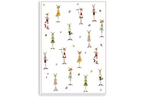 KRACHT SEIT 1810 KRACHT, Halbleinen Geschirrtuch, Druckmotiv Ostern Langohr, Format 50/70cm