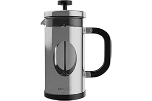 bonVIVO GAZETARO I Design francuska prasa wykonana ze stali nierdzewnej i szkła w błyszczącym srebrnym wykończeniu