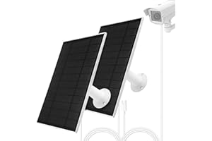 Offfay Solar Panel for Security Camera, 6W 5V Solar Panel Charger for Wireless IP Battery Camera, Micro USB to USB-C Adapter, IP65 Waterproof, Continuous Power Supply, Plug and Play, 2 Pack