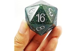 BESCON DICE Bescon Jumbo Glowing D20 38MM, Big Size 20 Sides Dice Blue Glow In Dark, Big 20 Faces Cube 1.5 inch