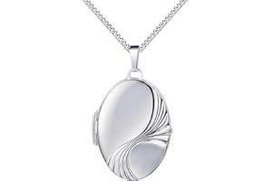 JEVELION Medaillon groß Anhänger Silber 925 für 2 Bilder Amulett für Damen mit Kette zum Öffnen