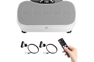 KJOCIE Vibration Plate Exercise Machine, Vibration Plate for Weight Loss Lymphatic Drainage Machine, Vibration Fitness Trainers with Resistance Bands, Vibrating Exercise Equipment for Home Use Gym Equipment