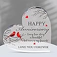 Happy Anniversary Present - Acrylic Heart Wedding Anniversary Present for Wife, Husband Gifts - Romantic Gifts for Him, Gifts for Her - Sentimental Boyfriend Gifts, Girlfriend Gifts, Couples Gifts