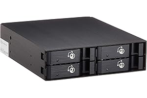 SilverStone SST-FS204B - Aluminium Trayless Hot Swap Mobile Rack Backplane / Internal Hard Drive Enclosure for 4x 2.5 Inch SAS/SATA HDD or SSD, fit in any 5.25 Inch Drive Bay, with Fan and Lock, black