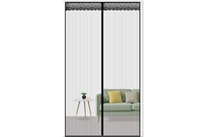 AMZERO Tenda zanzariera magnetica, 95x215cm Zanzariere Per Finestre Magnetico Velcro Chiudi Automaticamente per Porte d'IngressoPorte Cortili, Nero