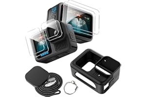 Heioloo Coque pour GoPro Hero 13 Black, Etui en Silicone et Protection d'écran pour GoPro Hero 13 Black, étui de boîtier pour caméra d'action, Mini (Noir) Kit d'accessoires
