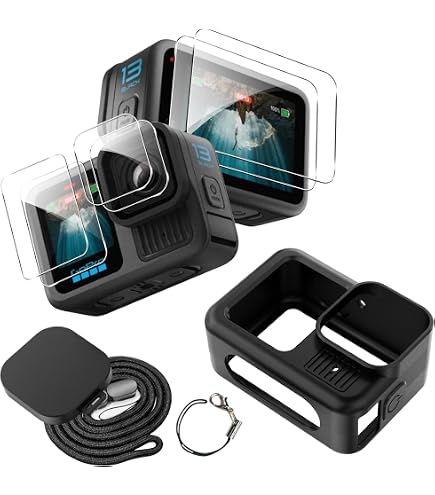 Kit Custodia In Silicone E Protezioni In Vetro Temperato Per GoPro Hero 13 Black – Copriobiettivo E Cordino Inclusi