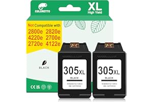 COLORETTO 305 XL Tinta para HP 305 Negro Cartuchos de Tinta para HP Envy 6420e 6020e 6400 6430 6000 6010e 6020 6022 6022e 6030e 6032 6032e 6034 6050 6052 6055e 6058 6075 Tinta Impresora para HP 305XL