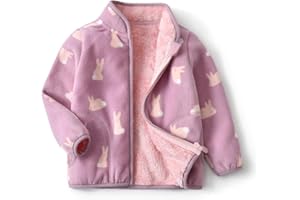 JiAmy Fleece-Jacke para Niños, Chaqueta de Forro Polar con Cremallera Completa Abrigo Deportiva y Ligera con Cuello Levantado para Niño Niña 1-10 Años