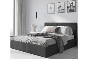 ‎INTERBEDS Interbeds Polsterbett Bett Doppelbett mit Stauraum mit Lattenrost Bettkasten Boxspringbett hydrophob gepolsterter Bettrahmen (anthrazit, 160x200)
