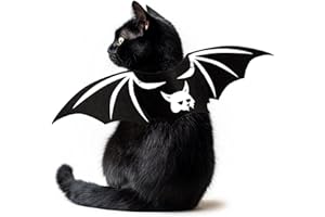 FEUVOIS Ailes de Chauve Souris Chat,Costume Halloween Chat,Deguisement Chats Halloween,Costume Chats Chauve Souris pour la Décoration de Fête d’Halloweens Blanc