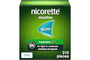 Nicorette Freshmint 2mg Gum (210 Pieces), Discreet Stop Smoking and Stop Vaping Aid to Help you Quit For Good, Tackle Cravings and Withdrawal Symptoms, Freshmint Nicotine Gum (Quit Smoking or Vaping)