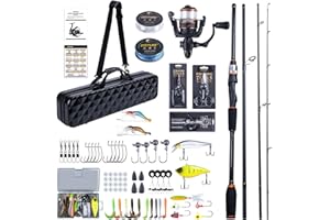 Goture 4 Pieces Travel Fishing Rod with Case, Carbon Fiber Spinning/Casting Fishing Pole Spinning Reel Lure Set, Fishing Rod Kit for Travel Saltwater Freshwater Trout, Bass