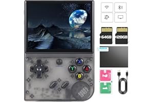 ASTARAMA RG35XX Plus Handheld-Spielekonsole, 3,5-Zoll Retro-Videospielkonsole mit 64G TF-Karte & 5500+ Spielen, eingebautem 3300-mAh-Akku, unterstützt 5G-WLAN & Bluetooth (Transparentes Schwarz, 128G)