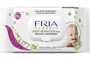 Salviette per Bambini e Neonati - Con Estratto di Camomilla - Testate su Pelli Sensibili - Formato: 72 Salviette - Baby Sensation Classic con Coperchio – FRIA