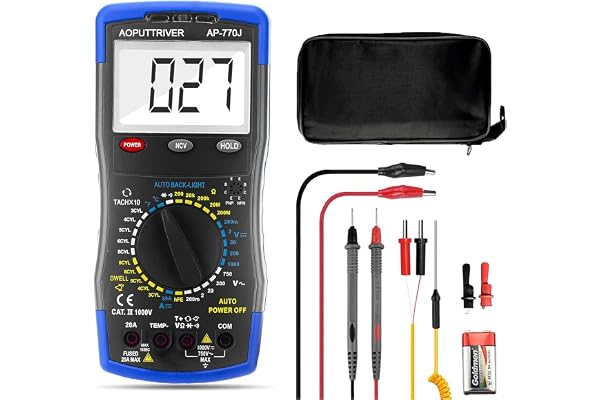 Multimètre numérique automobile HP-770J Multimètre à plage manuelle NCV pour mesure RPM, l'angle de maintien et maintien des données avec test de température, résistance, tension et courant actuel