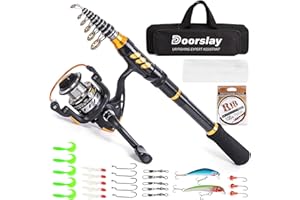 ‎DOORSLAY Doorslay Portable Fishing Set, Telescopic Fishing Rod and Fishing Reel Set with 106 m Fishing Line, Fishing Lure Set, Fishing Accessories, for Children, Adults, Beginners and Fishing Lovers
