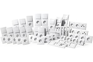 MC POWER McPower Wand Steckdosen Schalter Set Unterputz I FLAIR | Einfamilienhaus 95-teilig I Steckdosen, Taster, Schalter, Antennendose und Rahmen in weiß, matt