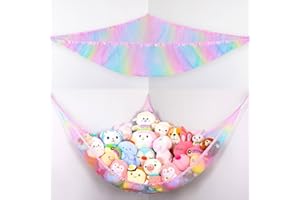 Unicorn Castle Hammock for Soft Toys, Stuffed Animals for Kids Hammock Toy Storage Net for Bedroom Nursery Decor,Rainbow,1Pcs