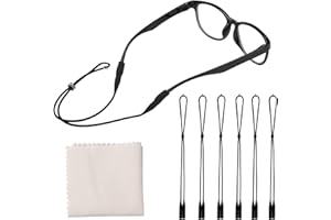 Hifot Laccio occhialii cordino uomo donna bambino 6 pezzi con panno per occhiali, regolabile cinturino in silicone per occhiali da sole, Catenine e cordini