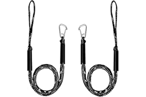 icyant Lot de 2 lignes d’amarrage élastiques pour bateau avec crochet en acier inoxydable pour absorption des chocs - Pour bateaux, jet ski, ponton, kayak, rafting, ski nautique - 1,2 m
