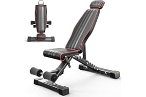 YOLEO Banco de Pesas Ajustable - Banco de musculación plegable para gimnasio en casa, Banco de trabajo de alta resistencia, banco abdominal inclinado/declinado