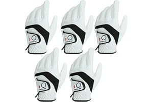 ‎LOVMEAD LOVMEAD Golfhandschuhe Herren Linke/Rechte Hand 5 Stück, Allwetter Leder Cabretta Griff Golf Handschuh Links Rechts Hand Weicher Komfort Passform Größe S M ML L XL