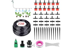 UCLEVER 104pcs Micro Drip Irrigation Kit, 20m/65ft Garden Irrigation DIY System Adjustable Nozzle, Automatic Watering Kits for Garden, Greenhouse, Lawn, Patio,Terrace Plants