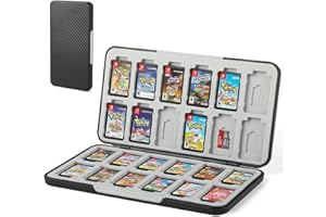 Lrocotanc Spiele Aufbewahrung für Switch – Game Card Box für Switch/Switch OLED/Lite, 24 Karten Slots, Stoßfeste Magnetische Silikon Schutzhülle für Spiele & Micro SD Karten