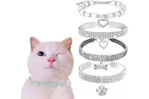 CDIYTOOL 4 collari per animali domestici con strass per gatti, ciondoli glitterati per cani, collari di perle regolabili in cristallo elastico artificiale carino collana per piccoli animali domestici,