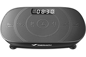 MERACH Plataforma Vibratoria, Plataforma Vibración Muscular Silenciosa y Compacta para Moldear el Cuerpo y Relajarse, con Cómoda Almohadilla de Silicona, Pantalla LED y Mando a Distancia