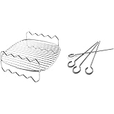 Baker Home Airfryer Grill Wire and 4 Skewers, Compatible with Philips XXL, Compatible with Cosori XXL, 21 Cm