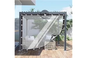 Waterproof PVC Pergola Side Panels Heavy Duty Tarpaulin with Eyelets 0.12mm for Gazebo, Porch, Customizable bujnie (Color : Clear, Size : 8'x7'/2.5x2m)
