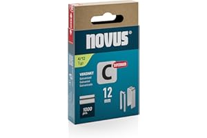 ‎NOVUS TOOLS NOVUS TOOLS Schmalrückenklammern 12 mm "superhart", 1000 Tacker-Klammern vom Typ 4/12, Schiebeschachtel, Heftmittel für Profilhölzer und Paneele